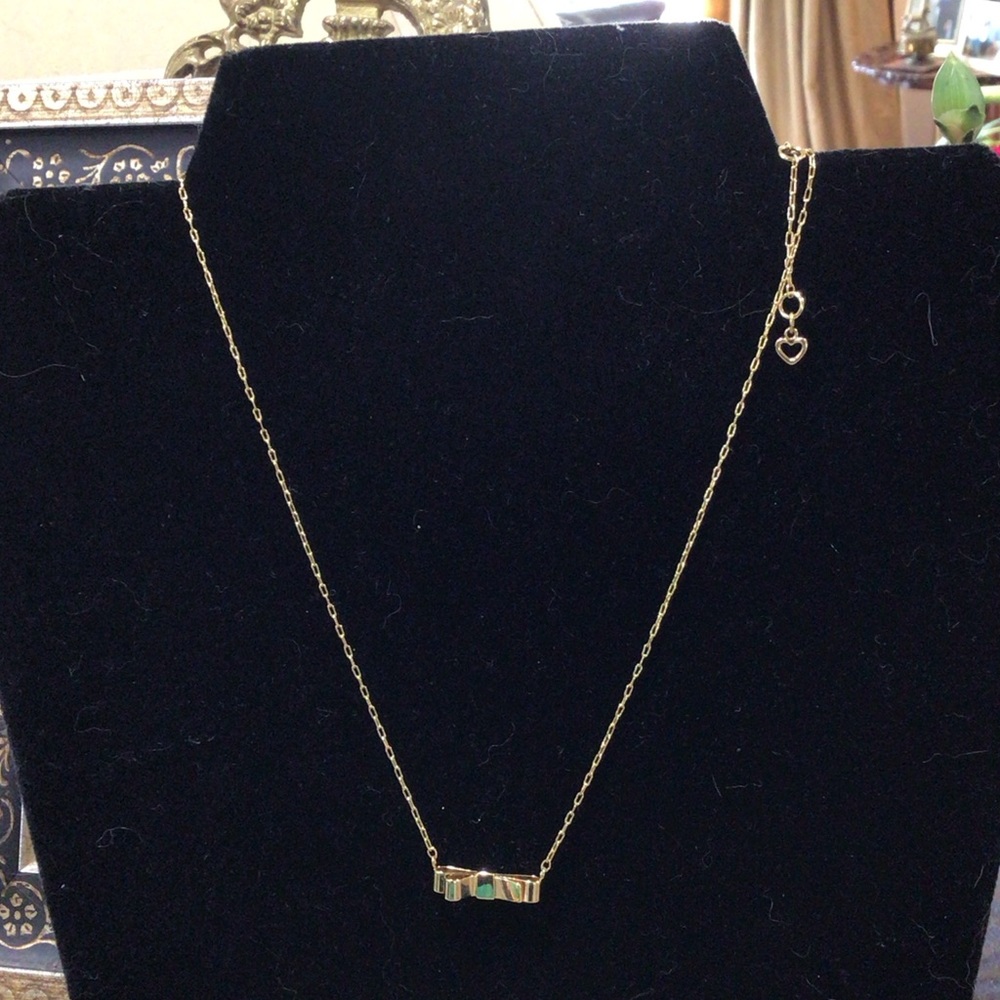 New Kate Spade Gold Necklace with Bow Charm